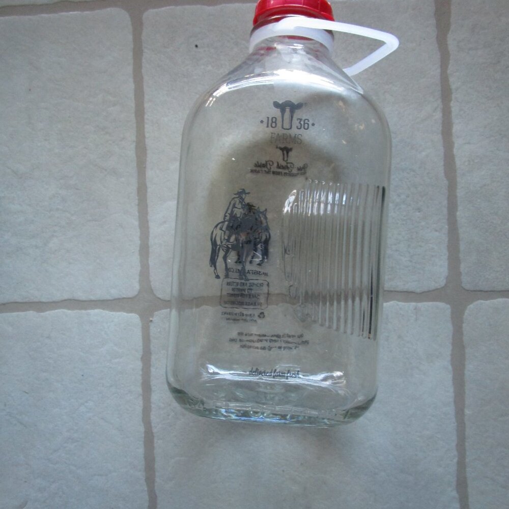 Stanpac 64 oz. Clear Glass Milk Bottle W/ Reuseable Snap on and Plastic Cap